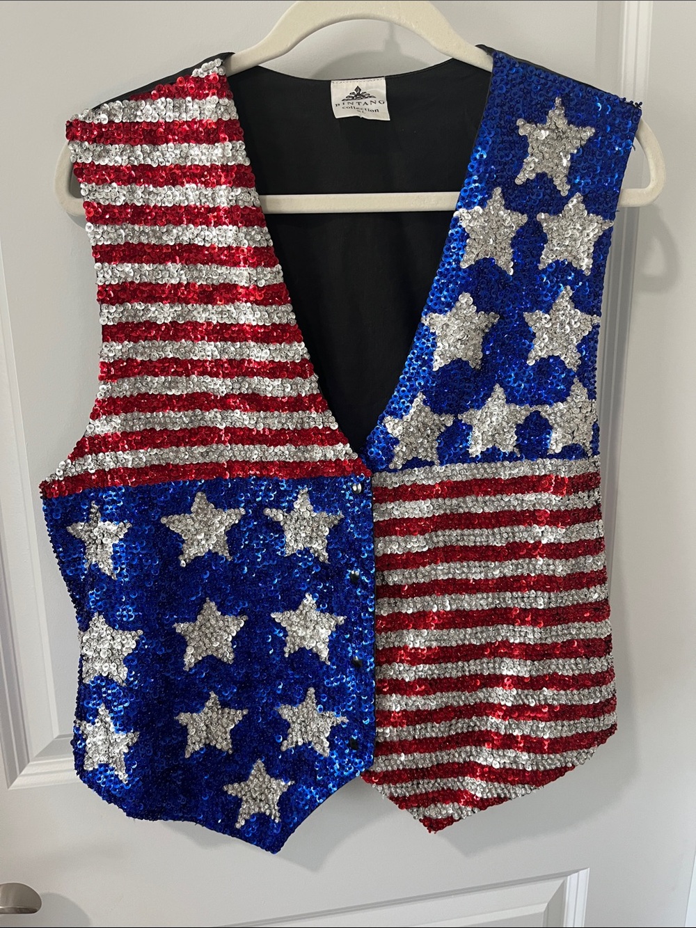 BINTANG Collection VTG American Flag Sequin Vest 🇺🇸  ! SZ XL